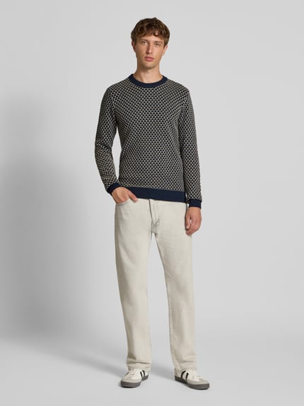 Blend Strickpullover mit Rundhalsausschnitt Modell 'DONG' Dunkelblau 1