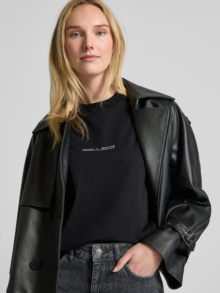 Selected T-shirt z nadrukiem z napisem model ‘RELA COLWOMAN’ Czarny 3