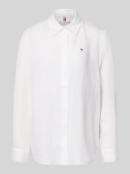 Tommy Hilfiger Relaxed Fit Langarmbluse aus reinem Leinen Weiss 2