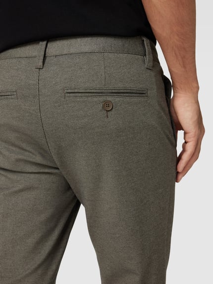 ONLY & SONS Tapered Fit Stoffhose mit Fischgratmuster Oliv 3