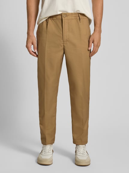 Casual Friday Broek met elastische band en persplooien, model 'MARC' Beige - 4