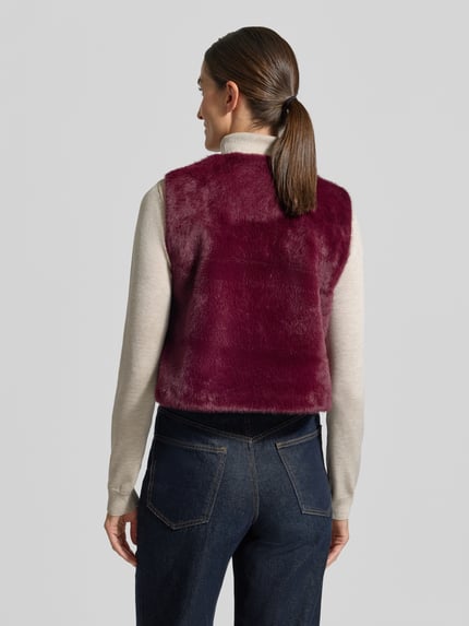 ZABAIONE Regular fit bodywarmer van imitatiebont in effen design Bordeaux - 5