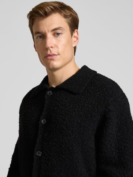 Selected Regular Fit Strickjacke aus Woll-Mix Modell 'LOYD' Black 3