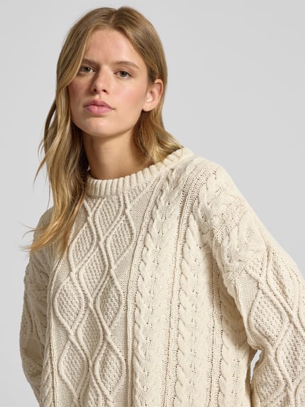 ONLY Regular Fit Strickpullover mit Strukturmuster Modell 'ELLY' Ecru 3