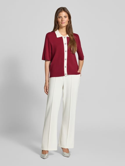 YAS Regular Fit Cardigan aus Viskose-Mix Modell 'Loro' Dunkelrot Melange 1