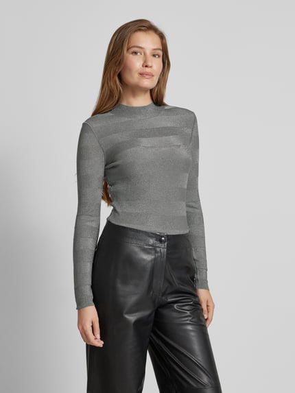Emporio Armani Strickpullover mit Effektgarn Hellgrau 4