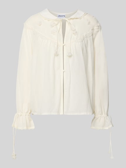 relaxed fit blouse met kant en rijgveter Shop The Look MANNEQUINE