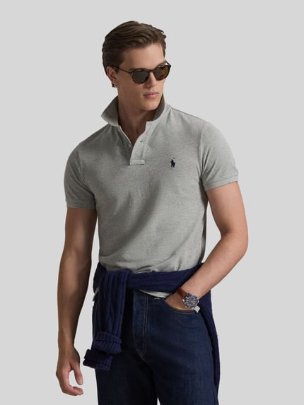 Polo Ralph Lauren Slim Fit Poloshirt aus reiner Baumwolle Hellgrau 4