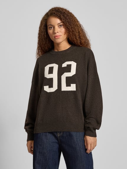 REVIEW Oversized Strickpullover mit Rundhalsausschnitt Mittelbraun Mel 4