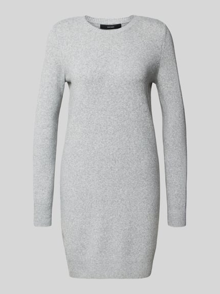 VERO MODA Figurumspielendes Strickkleid mit Rundhalsausschnitt Modell 'DOFFY' Hellgrau 2
