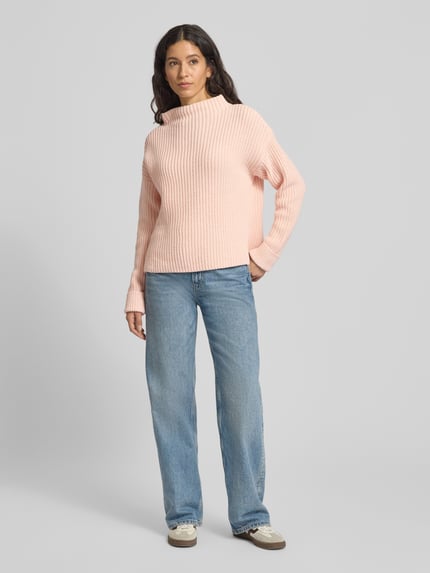 Selected Regular fit pullover met turtleneck van katoenmix, model 'SELMA' Roze - 1