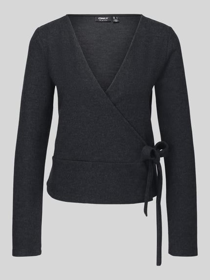 ONLY Langarmshirt mit Wickeloptik Anthrazit Melange 2