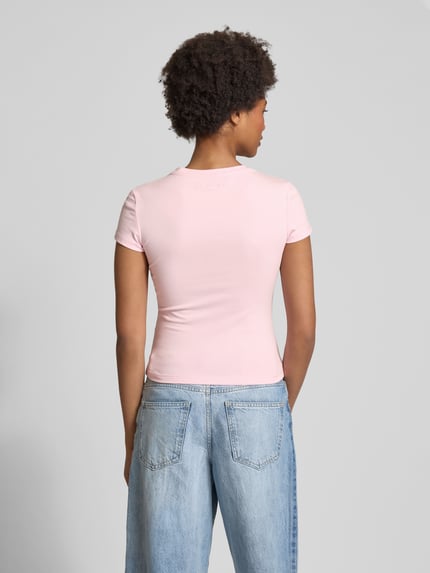 LeGer T-Shirt mit geripptem Rundhalsausschnitt Modell 'Franka' Pink 5