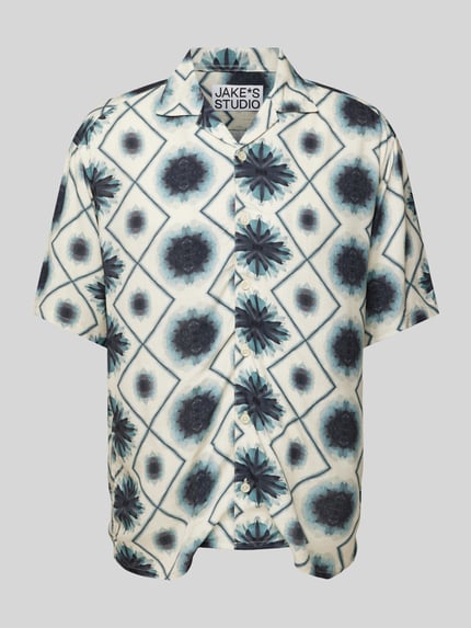 Jake*s Studio Men Regular Fit Freizeithemd mit Allover-Muster Sand 2
