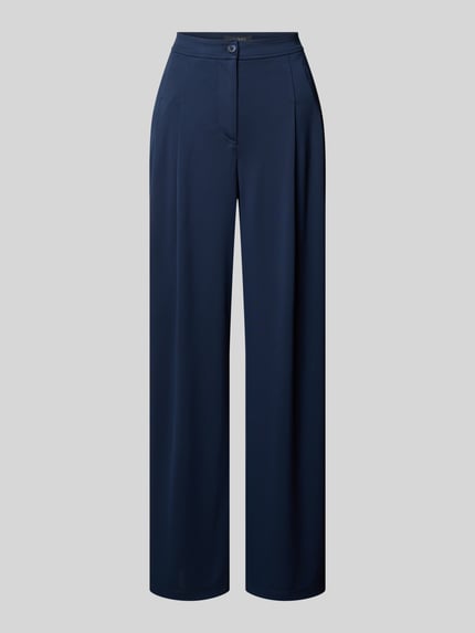 Lauren Ralph Lauren Wide leg stoffen broek met hoge band, model 'CHABRELL' Marineblauw - 2