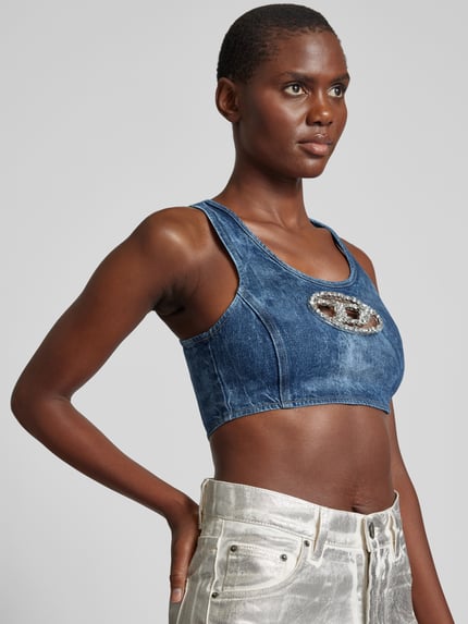 Diesel Kort top met labeldetail Blauw - 3