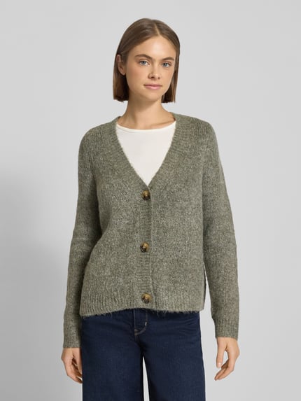 ONLY Loose Fit Strickjacke mit V-Ausschnitt Modell 'ZOEY' Oliv 4