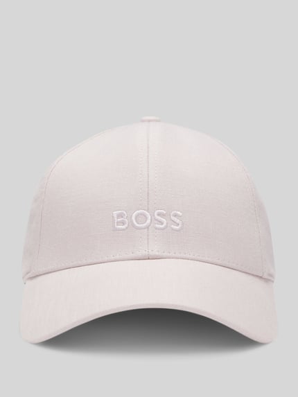 BOSS Baseballpet van linnen met labelstitching Rosé - 1