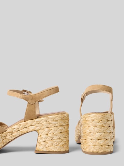 Productfoto, Sandalen aus reinem Leder van Tamaris in leerlook met open punt van de schoen, sleehak, doornsluiting, gestructureerde zool, nubuck materiaalverwerking, echt leer