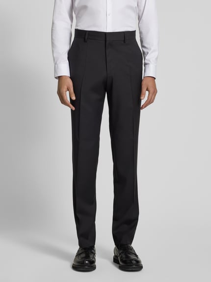 BOSS Regular fit pantalon met persplooien, model 'Lenon' Zwart - 4