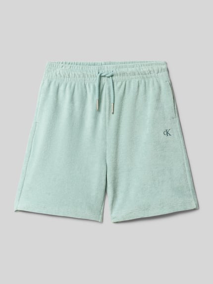 Calvin Klein Jeans Regular fit korte broek met logostitching, model 'TOWELLING TEXTURE' Lindegroen - 1