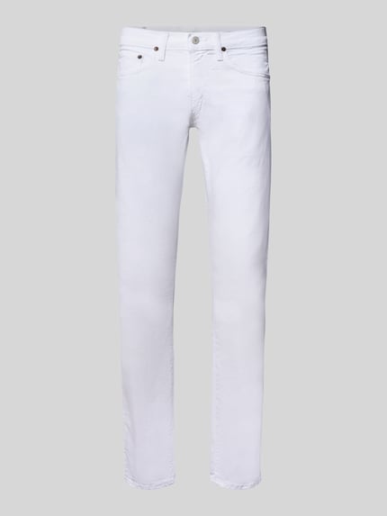 Produktfoto, Slim Fit Jeans mit 5-Pocket-Design von Polo Ralph Lauren w białym kolorze, bawełna z elastanem, zapięcie na guzik i zamek.