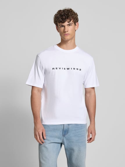 REVIEW T-Shirt mit Label-Print Weiss 4