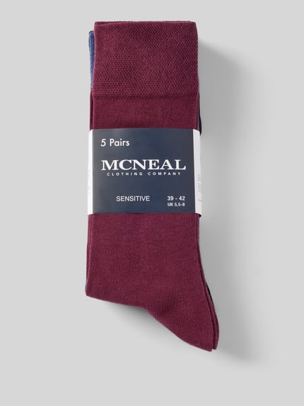 Produktfoto, Socken im 5er-Pack mit gerippten Bündchen von MCNEAL in verschiedenen Farben, Baumwoll-Mix mit Stretch-Anteil, Logo-Detail