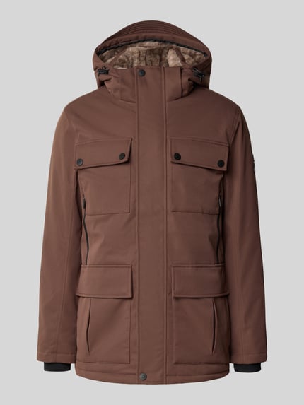 Tom Tailor Regular fit parka met voering van capuchon van imitatiebont Middenbruin - 2