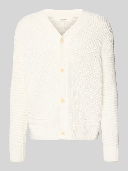 Selected Regular fit gebreid jack van puur katoen, model 'DERECK' Offwhite - 2