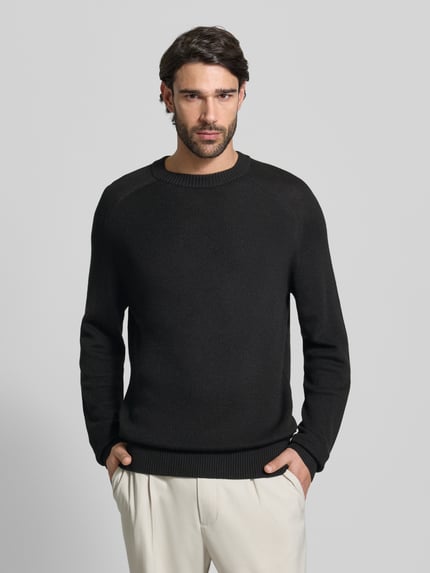 BOSS Orange Regular Fit Strickpullover aus Schurwoll-Mix Modell 'AKAJER' Black 4