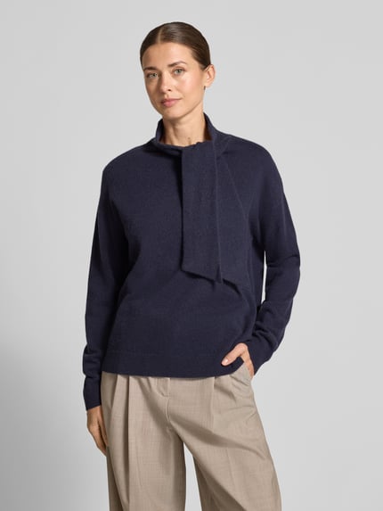 Christian Berg Woman Kaschmirpullover mit Schal-Detail Dunkelblau 4