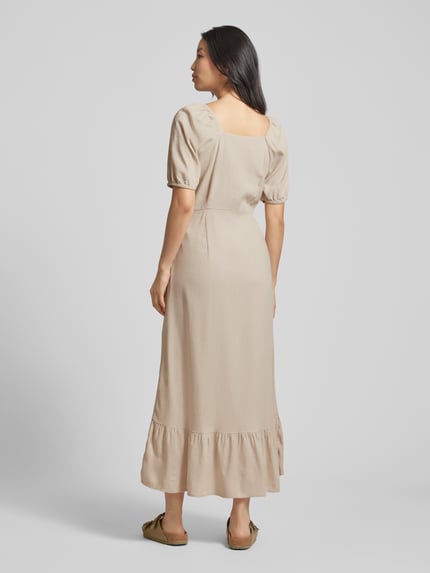 VERO MODA Midikleid aus Viskose-Leinen-Mix Modell 'MYMILO' Taupe 5