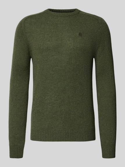 MCNEAL Regular Fit Strickpullover aus reiner Wolle Dunkelgruen Melange 2
