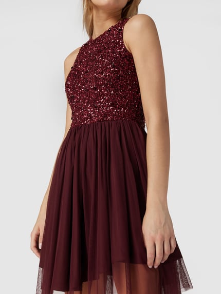 Lace & Beads Cocktailjurk in minilengte met pailletten Bordeaux - 3