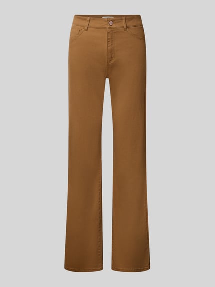 Produktfoto, Straight Fit Stoffhose im 5-Pocket-Design von Christian Berg Woman in Braun, Baumwoll-Mix mit Viskose, Strasssteinbesatz
