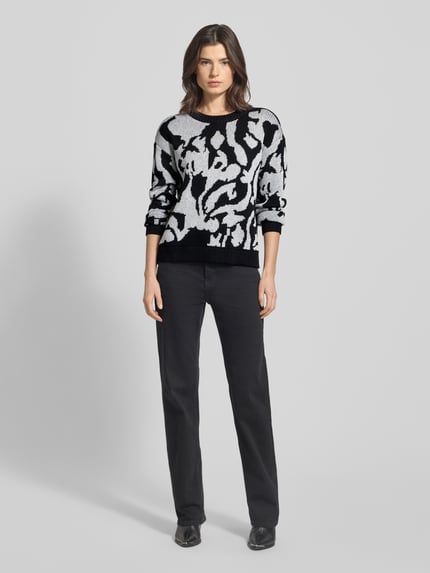 VILA Sweter o kroju regular fit z efektem dzianiny model ‘Beca’ Czarny 1