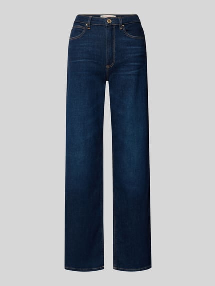 Produktfoto, Wide Leg Jeans mit Eingrifftaschen von Guess in dunklem Blau, Baumwoll-Mix mit Stretch, High Waist und weite Beine, glatte Textur