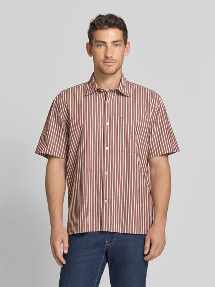 Selected Koszula casualowa o kroju relaxed fit z czystej bawełny model 'STUART' Jasnobrązowy 4