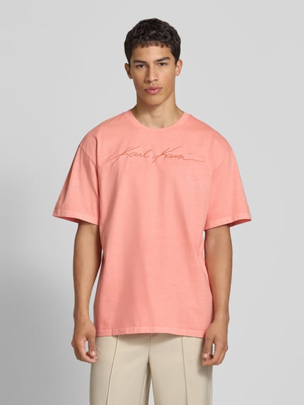 Karl Kani T-Shirt mit Label-Stitching Orange 4