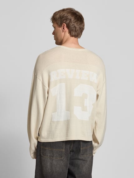 REVIEW Gebreide pullover met extra brede schouders Ecru - 5
