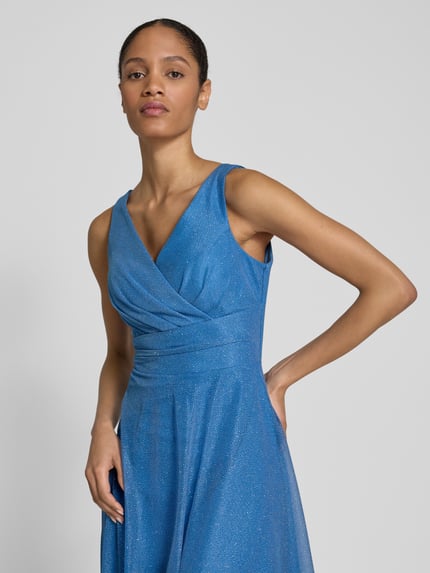 TROYDEN COLLECTION Cocktailkleid in Wickel-Optik Bleu 3