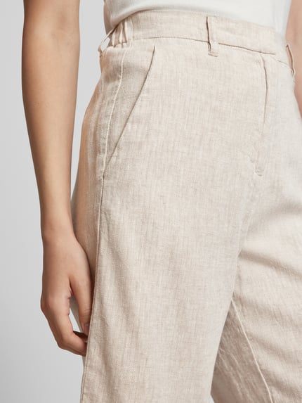 Soyaconcept Szorty lniane o kroju regular fit z tkanym wzorem model ‘Eris’ Beżowy 3