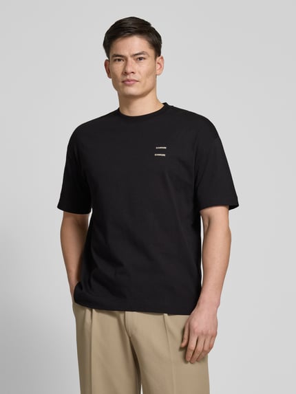 Samsøe Samsøe Oversized T-shirt met geribde ronde hals, model 'JOEL' Zwart - 3