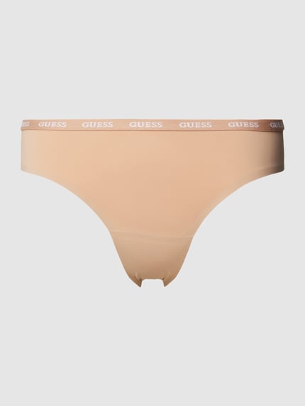 GUESS String met elastische band met logo, model 'DARCEY BRAZILIAN' Beige - 1
