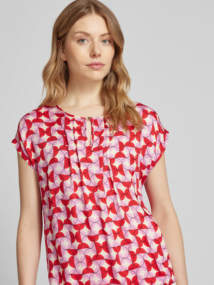 MORE & MORE T-shirt van een viscosemix met druppelvormige hals Rood - 3