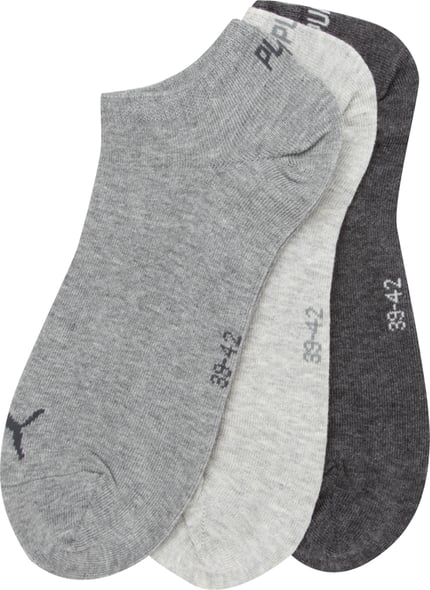 Produktfoto, Sneakersocken met logo in set van 3 van PUMA, heren, katoenmix met stretch, nauwsluitende pasvorm, grijs-tinten, logoprint