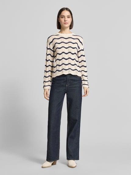 VILA Regular Fit Pullover in Strick-Optik Modell 'Wave' Marine 1
