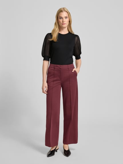 Luisa Cerano T-shirt in riblook met ronde hals Zwart - 1