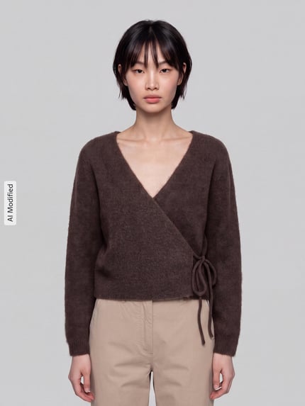 ONLY kardigan rozpinany o kroju relaxed fit z domieszką wełny model 'LIVA' Czekoladowy 4